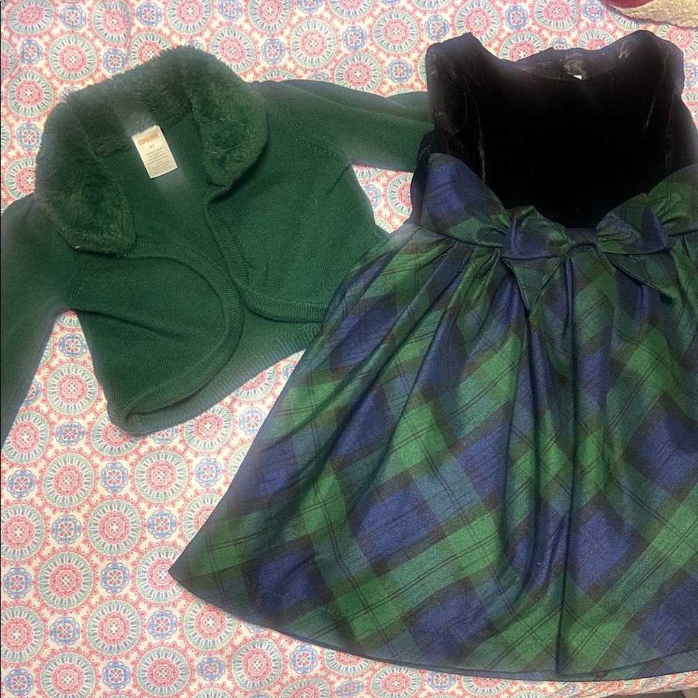 Gymboree Green and Blue Plaid Dress with Bolero